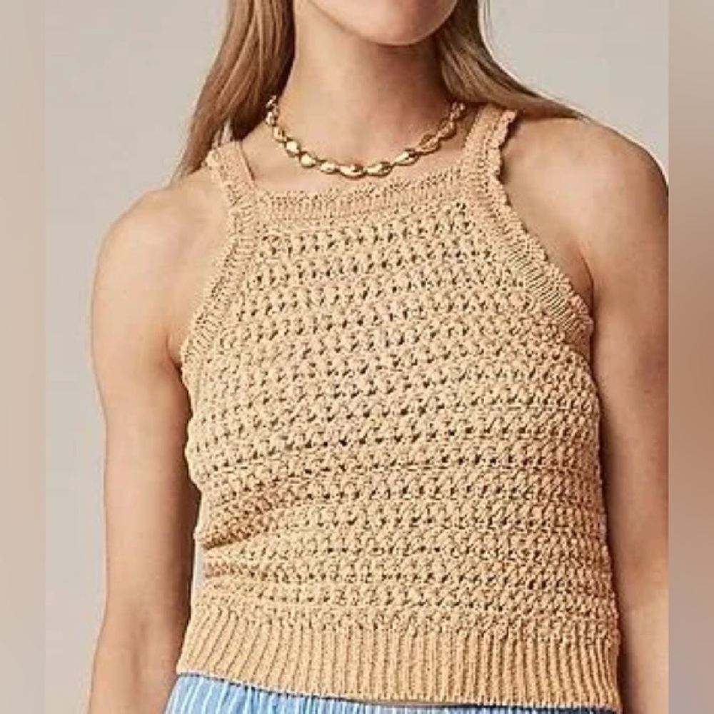 J.Crew Tan Crochet Tank Top